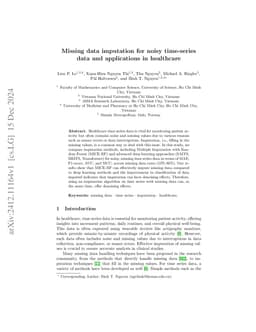 Missing data imputation for noisy time-series data and applications in
  healthcare