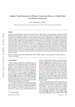 Adaptive Visual Perception for Robotic Construction Process: A
  Multi-Robot Coordination Framework