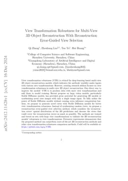 View Transformation Robustness for Multi-View 3D Object Reconstruction
  with Reconstruction Error-Guided View Selection