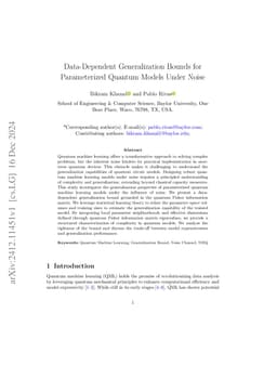 Data-Dependent Generalization Bounds for Parameterized Quantum Models Under Noise