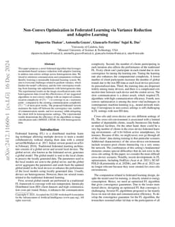 Non-Convex Optimization in Federated Learning via Variance Reduction and
  Adaptive Learning