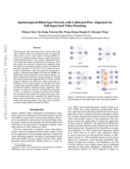 Spatiotemporal Blind-Spot Network with Calibrated Flow Alignment for
  Self-Supervised Video Denoising