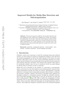 Improved Models for Media Bias Detection and Subcategorization