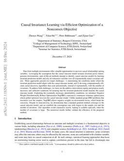 Causal Invariance Learning via Efficient Optimization of a Nonconvex
  Objective