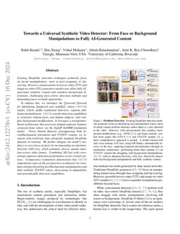 Towards a Universal Synthetic Video Detector: From Face or Background
  Manipulations to Fully AI-Generated Content