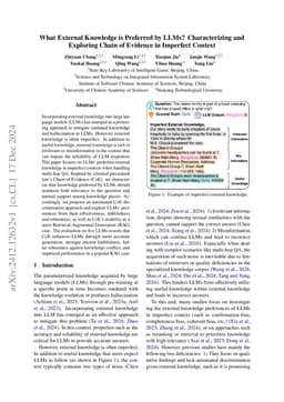 What External Knowledge is Preferred by LLMs? Characterizing and Exploring Chain of Evidence in Imperfect Context