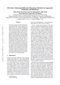 RAG-Star: Enhancing Deliberative Reasoning with Retrieval Augmented
  Verification and Refinement