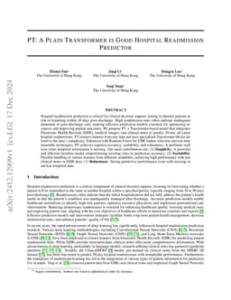 PT: A Plain Transformer is Good Hospital Readmission Predictor