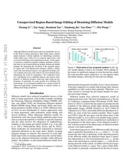 Unsupervised Region-Based Image Editing of Denoising Diffusion Models