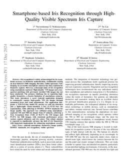 Smartphone-based Iris Recognition through High-Quality Visible Spectrum
  Iris Capture