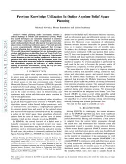 Previous Knowledge Utilization In Online Anytime Belief Space Planning