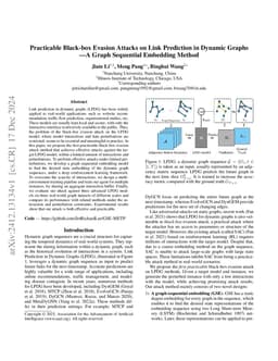 Practicable Black-box Evasion Attacks on Link Prediction in Dynamic
  Graphs -- A Graph Sequential Embedding Method