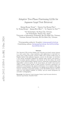 Adaptive Two-Phase Finetuning LLMs for Japanese Legal Text Retrieval