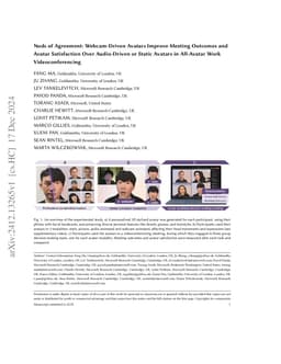Nods of Agreement: Webcam-Driven Avatars Improve Meeting Outcomes and
  Avatar Satisfaction Over Audio-Driven or Static Avatars in All-Avatar Work
  Videoconferencing