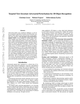 Targeted View-Invariant Adversarial Perturbations for 3D Object
  Recognition