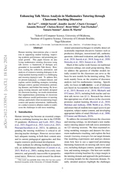 Enhancing Talk Moves Analysis in Mathematics Tutoring through Classroom
  Teaching Discourse