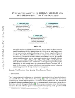 Comparative Analysis of YOLOv9, YOLOv10 and RT-DETR for Real-Time Weed Detection