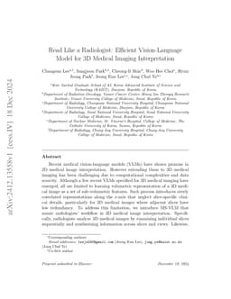 Read Like a Radiologist: Efficient Vision-Language Model for 3D Medical
  Imaging Interpretation