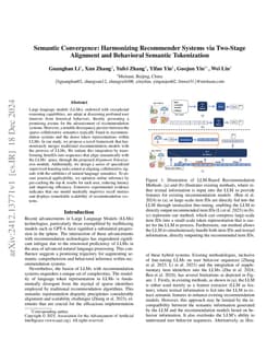 Semantic Convergence: Harmonizing Recommender Systems via Two-Stage
  Alignment and Behavioral Semantic Tokenization