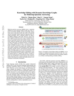 Knowledge Editing with Dynamic Knowledge Graphs for Multi-Hop Question
  Answering
