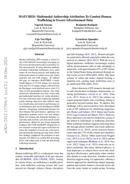 MATCHED: Multimodal Authorship-Attribution To Combat Human Trafficking
  in Escort-Advertisement Data