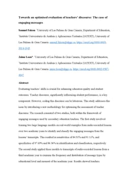 Towards an optimised evaluation of teachers' discourse: The case of
  engaging messages