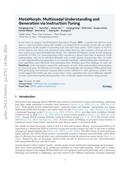 MetaMorph: Multimodal Understanding and Generation via Instruction
  Tuning