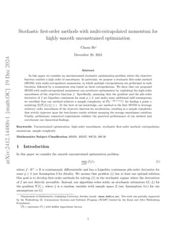 A stochastic first-order method with multi-extrapolated momentum for highly smooth unconstrained optimization