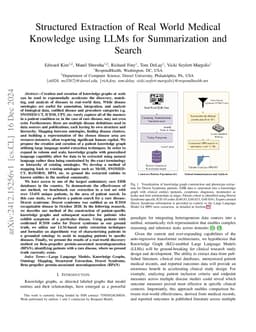 Structured Extraction of Real World Medical Knowledge using LLMs for
  Summarization and Search