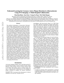 Federated Learning for Coronary Artery Plaque Detection in
  Atherosclerosis Using IVUS Imaging: A Multi-Hospital Collaboration