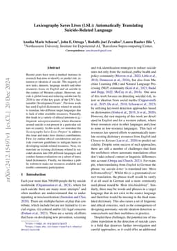 Lexicography Saves Lives (LSL): Automatically Translating
  Suicide-Related Language