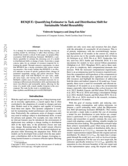 RESQUE: Quantifying Estimator to Task and Distribution Shift for
  Sustainable Model Reusability