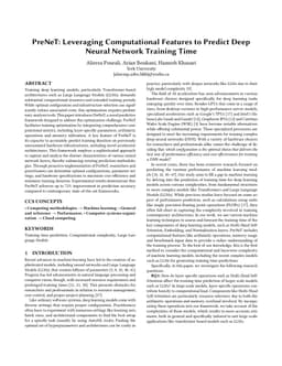 PreNeT: Leveraging Computational Features to Predict Deep Neural Network
  Training Time