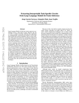 Extracting Interpretable Task-Specific Circuits from Large Language
  Models for Faster Inference