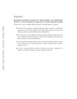 Stabilizing Machine Learning for Reproducible and Explainable Results: A
  Novel Validation Approach to Subject-Specific Insights