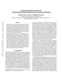 Autonomous Option Invention for Continual Hierarchical Reinforcement
  Learning and Planning