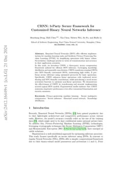 CBNN: 3-Party Secure Framework for Customized Binary Neural Networks
  Inference