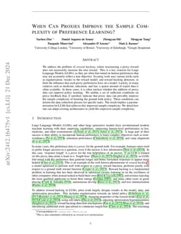 When Can Proxies Improve the Sample Complexity of Preference Learning?