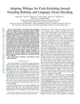 Adapting Whisper for Code-Switching through Encoding Refining and Language-Aware Decoding
