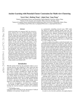 Anchor Learning with Potential Cluster Constraints for Multi-view
  Clustering