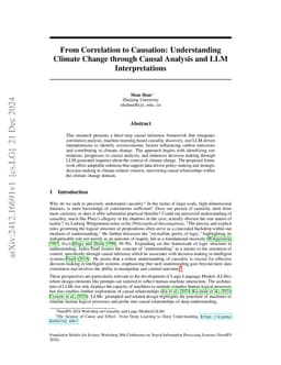 From Correlation to Causation: Understanding Climate Change through
  Causal Analysis and LLM Interpretations