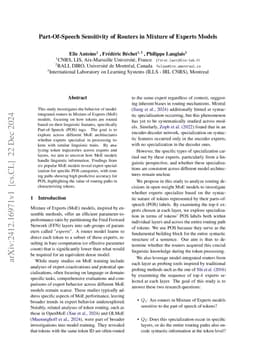 Part-Of-Speech Sensitivity of Routers in Mixture of Experts Models