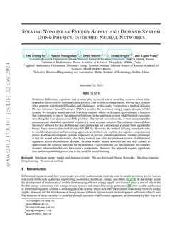 Solving Nonlinear Energy Supply and Demand System Using Physics-Informed
  Neural Networks