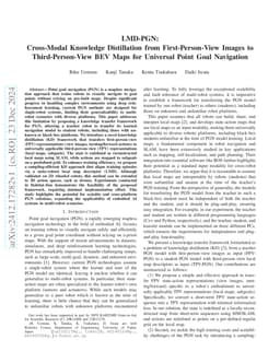 LMD-PGN: Cross-Modal Knowledge Distillation from First-Person-View
  Images to Third-Person-View BEV Maps for Universal Point Goal Navigation