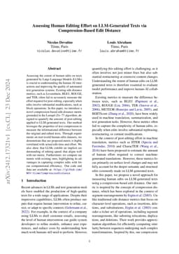 Assessing Human Editing Effort on LLM-Generated Texts via
  Compression-Based Edit Distance
