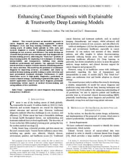 Enhancing Cancer Diagnosis with Explainable & Trustworthy Deep Learning
  Models