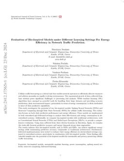 Evaluation of Bio-Inspired Models under Different Learning Settings For
  Energy Efficiency in Network Traffic Prediction
