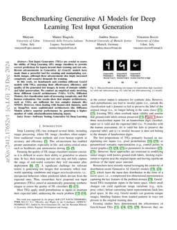 Benchmarking Generative AI Models for Deep Learning Test Input
  Generation