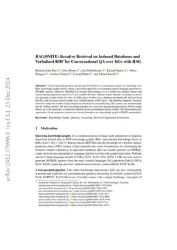 RAGONITE: Iterative Retrieval on Induced Databases and Verbalized RDF
  for Conversational QA over KGs with RAG