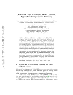 Survey of Large Multimodal Model Datasets, Application Categories and
  Taxonomy